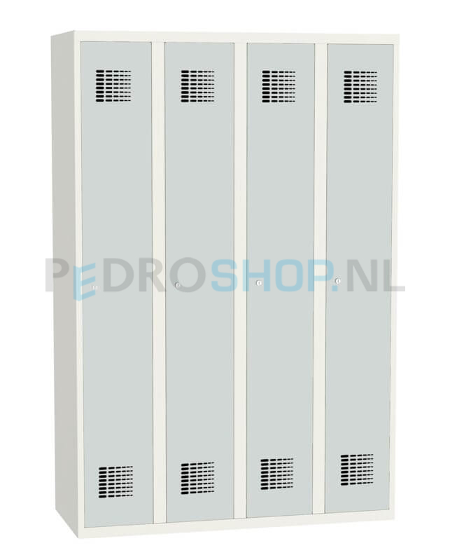 Garderobekast SQ Classic, lichtgrijs, 4-koloms, 4-deurs, 180*120*50 cm