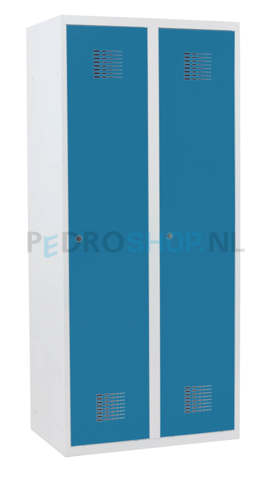Schoon/vuil garderobekast SQ Classic, blauw, 2-koloms, 2-deurs, 180*80*50 cm