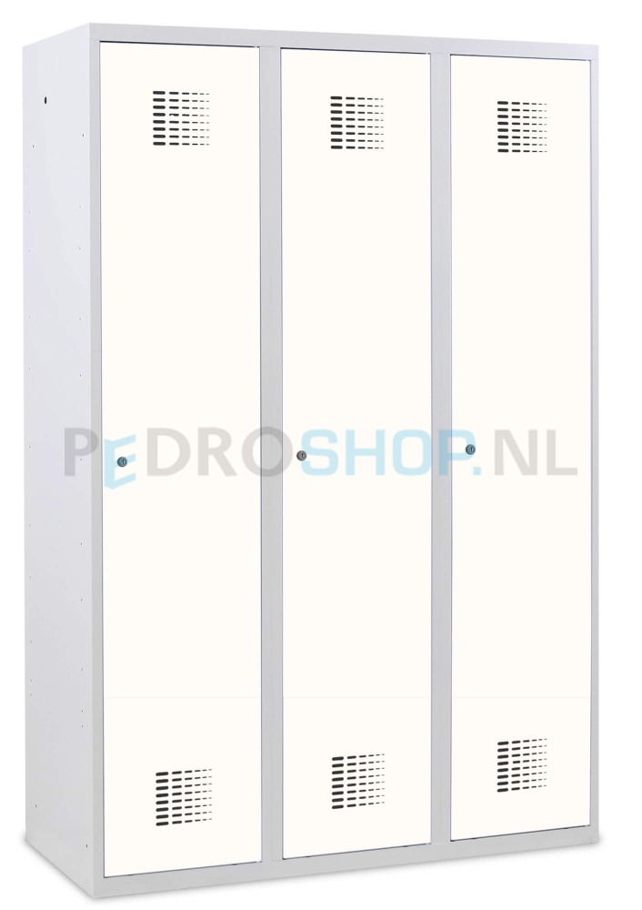 Schoon/vuil garderobekast SQ Classic, wit, 3-koloms, 3-deurs, 180*120*50 cm