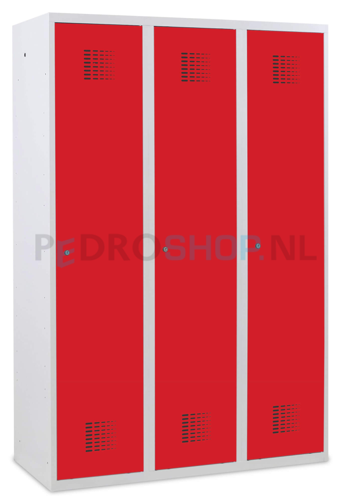 Schoon/vuil garderobekast SQ Classic, rood, 3-koloms, 3-deurs, 180*120*50 cm