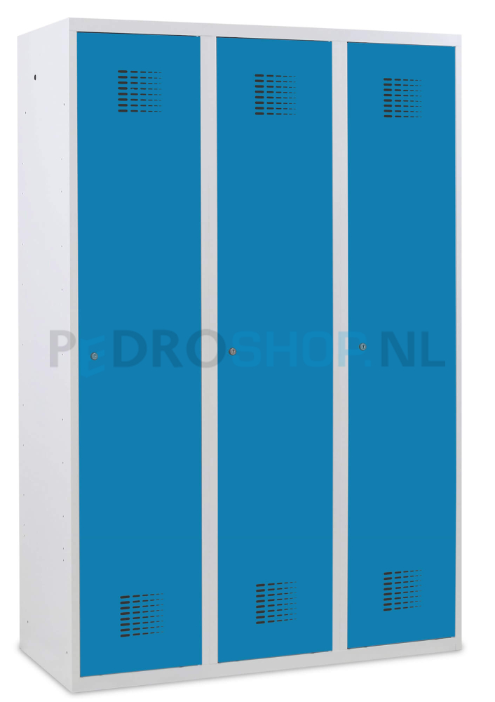 Schoon/vuil garderobekast SQ Classic, blauw, 3-koloms, 3-deurs, 180*120*50 cm