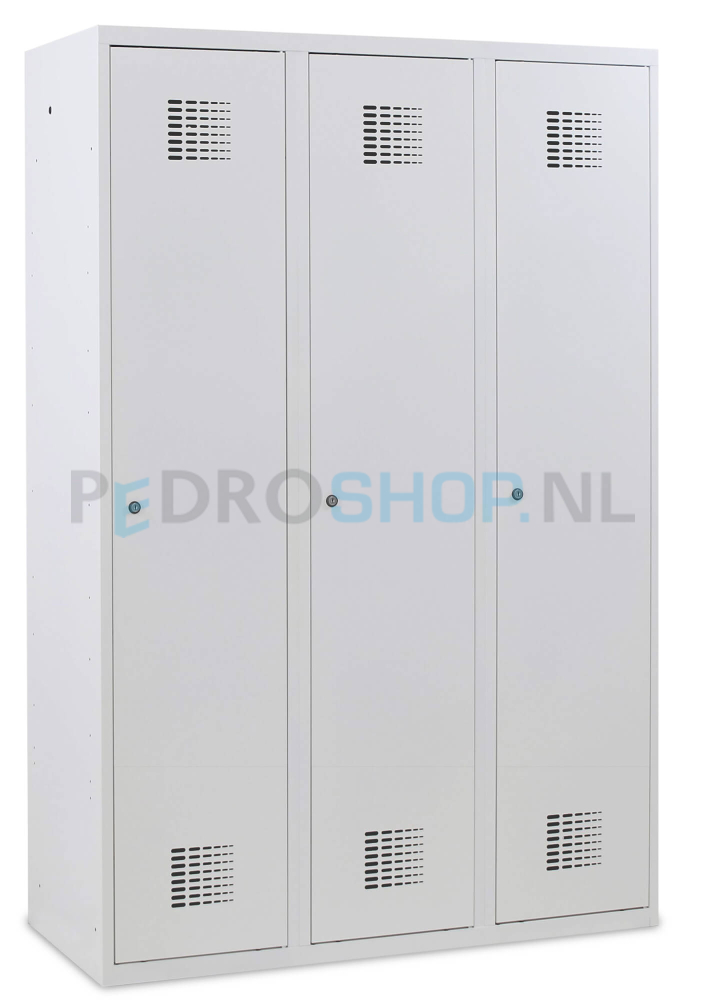 Schoon/vuil garderobekast SQ Classic, lichtgrijs, 3-koloms, 3-deurs, 180*120*50 cm