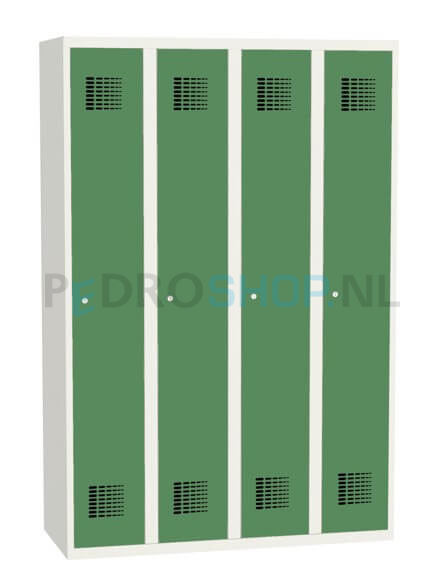 Schoon/vuil garderobekast SQ Classic, groen, 4-koloms, 4-deurs, 180*120*50 cm