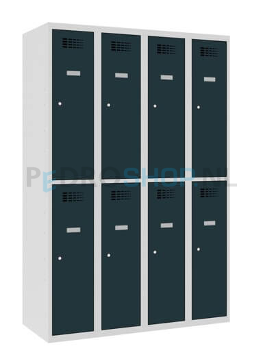 SQ Classic garderobekast, antraciet, 4-koloms, 8-deurs, 180*120*50 cm
