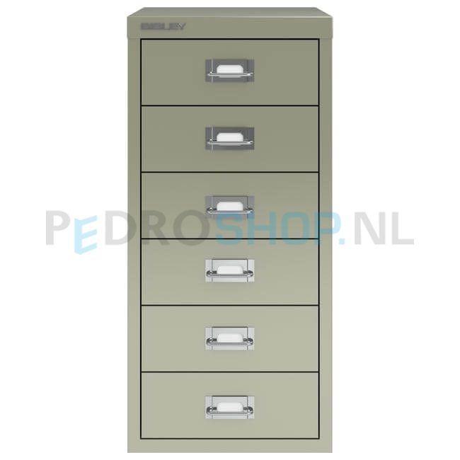Meerladenkast Bisley -6, A4 formaat, 6 laden, zilvergrijs