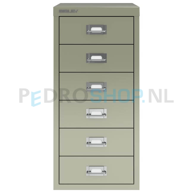 Meerladenkast Bisley -6, A4 formaat, 6 laden, lichtgrijs