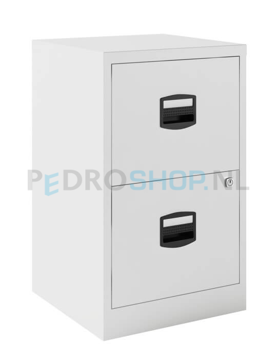 Dossierkast Bisley PFA2 voor opbergen hangmappen, 2 laden, lichtgrijs