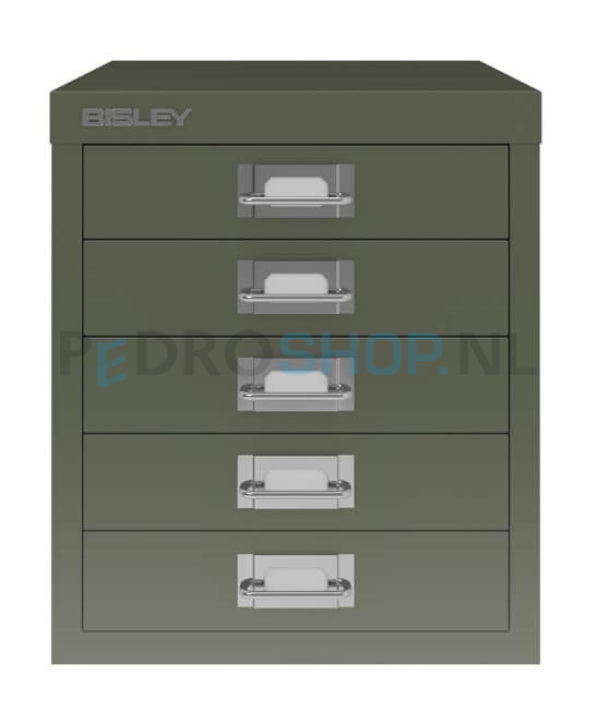 Meerladenkast Bisley-5, A4 formaat, 5 laden, olijfgroen