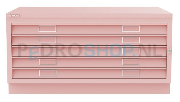Tekeningkast Bisley A105, A1 formaat, 5 laden, roze