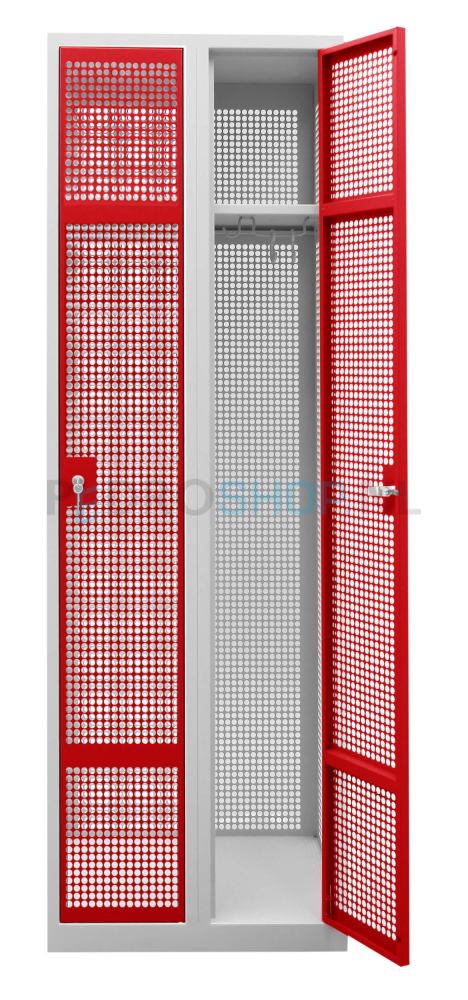 PDC Gaas garderobekast , 2-koloms, 2-deurs, 60 cm breed, rood