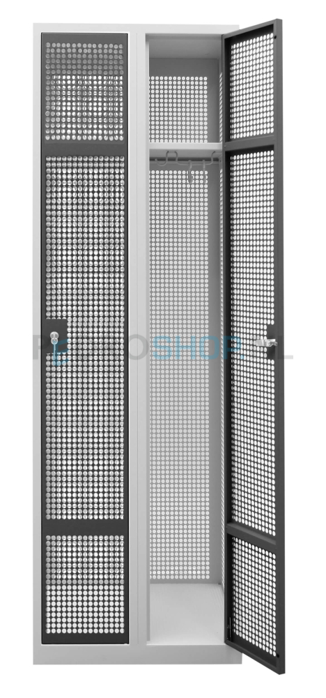 PDC Gaas garderobekast , 2-koloms, 2-deurs, 60 cm breed, aluminium