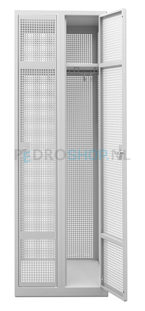 PDC Gaas garderobekast , 2-koloms, 2-deurs, 60 cm breed, lichtgrijs