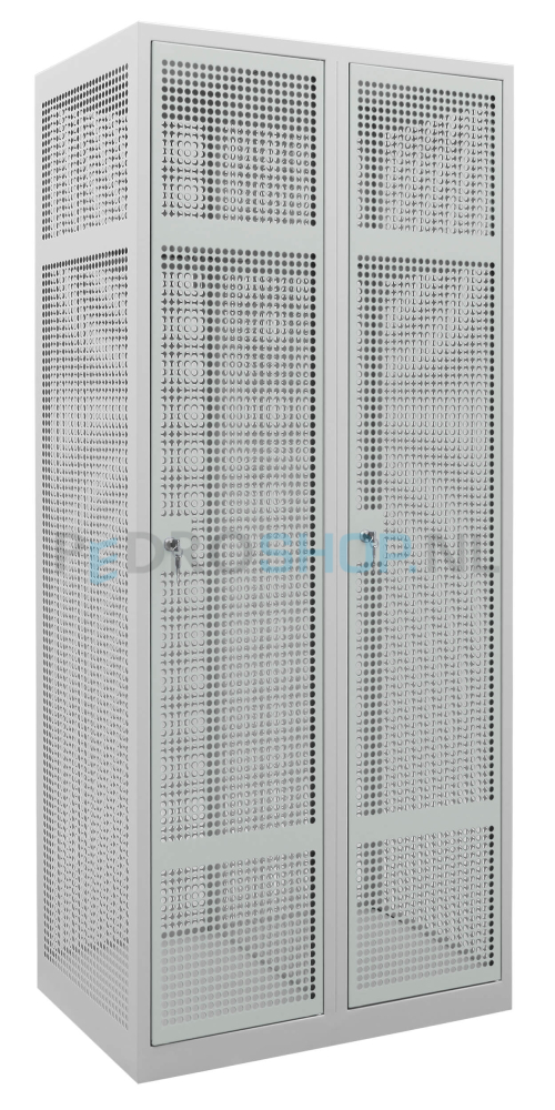 PDC Gaas garderobekast , 2-koloms, 2-deurs, 80 cm breed, lichtgrijs