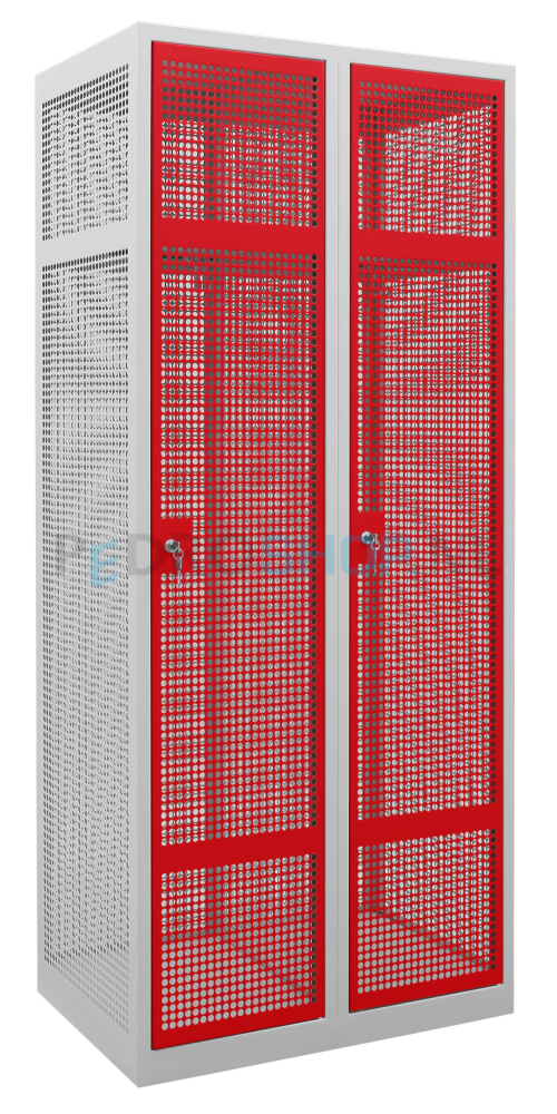 PDC Gaas garderobekast , 2-koloms, 2-deurs, 80 cm breed, rood