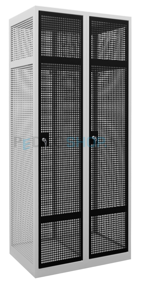 PDC Gaas garderobekast , 2-koloms, 2-deurs, 80 cm breed, zwart