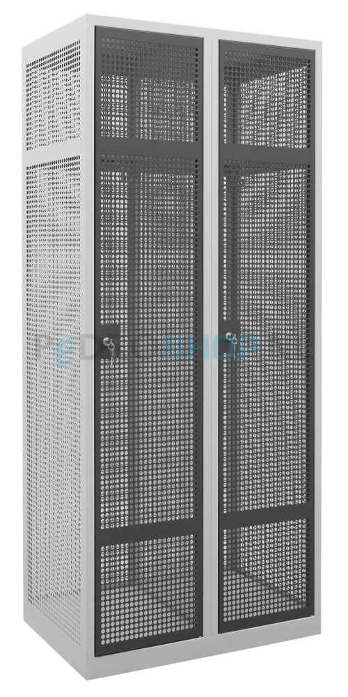 PDC Gaas garderobekast , 2-koloms, 2-deurs, 80 cm breed, aluminium