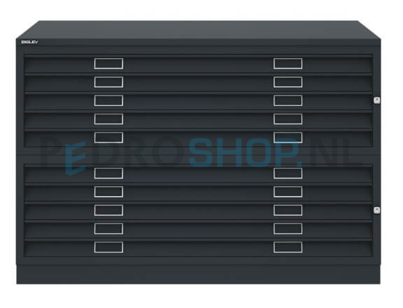 Tekeningkast Bisley A010, A0 formaat, 10 laden, zwart