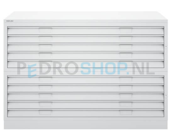 Tekeningkast Bisley A010, A0 formaat. 10 laden, lichtgrijs