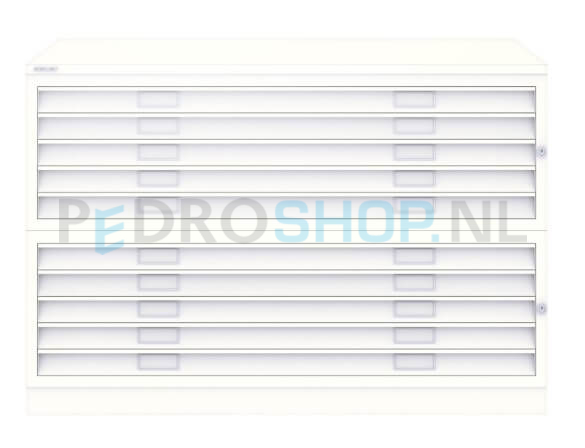 Tekeningkast Bisley A010, A0 formaat, 10 laden, wit