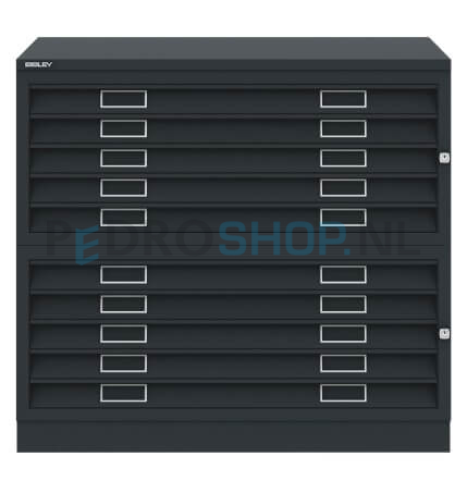 Tekeningkast Bisley A110, A1 formaat, 10 laden, zwart