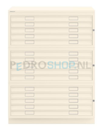 Tekeningkast Bisley A115, A1 formaat, 15 laden, krijtwit