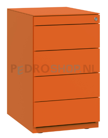 Stand ladenblok Bisley Basic met 4 laden, 69,8 cm hoog, 77,5 cm diep, oranje