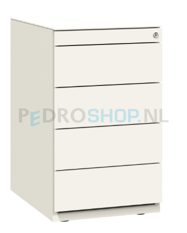 Stand ladenblok Bisley Basic met 4 laden, 69,8 cm hoog, 77,5 cm diep, wit