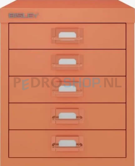 Meerladenkast Bisley-5, A4 formaat, 5 laden, handgreep gekleurd, coral