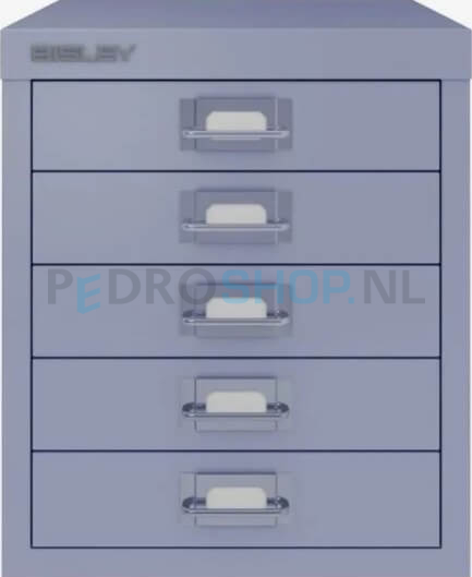 Meerladenkast Bisley-5, A4 formaat, 5 laden, handgreep gekleurd, lila