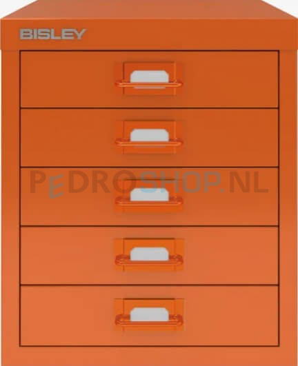 Meerladenkast Bisley-5, A4 formaat, 5 laden, handgreep gekleurd, oranje