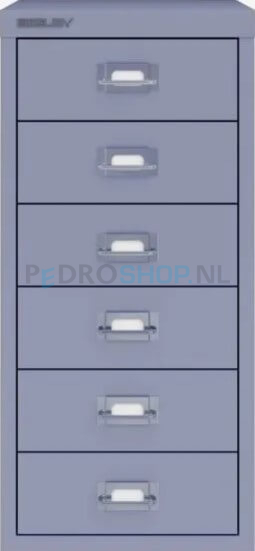 Meerladenkast Bisley -6, A4 formaat, 6 laden, handgreep gekleurd, lila