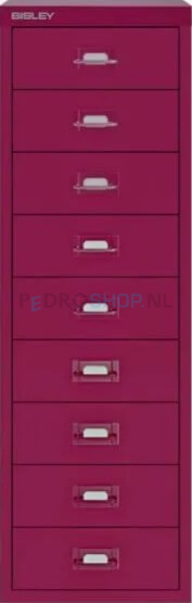 Meerladenkast Bisley -9, A4 formaat, 9 laden, handgreep gekleurd, bosbes