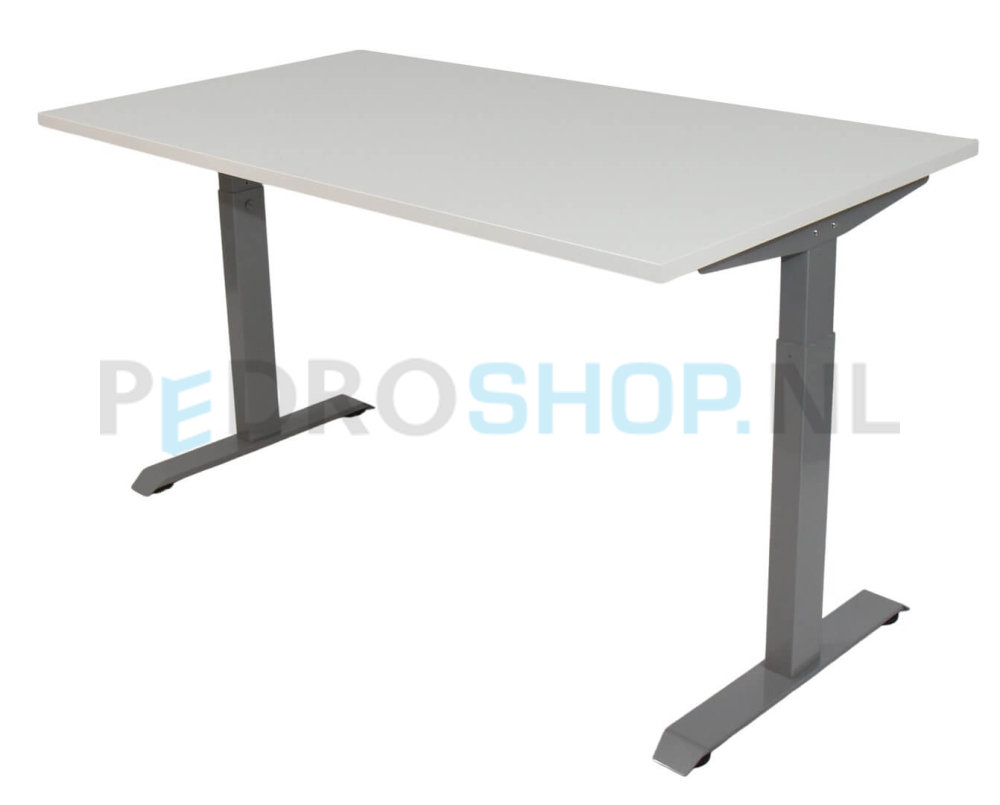 Bureau DSQ EURO 120*80, T-poot aluminium grijs met wit blad