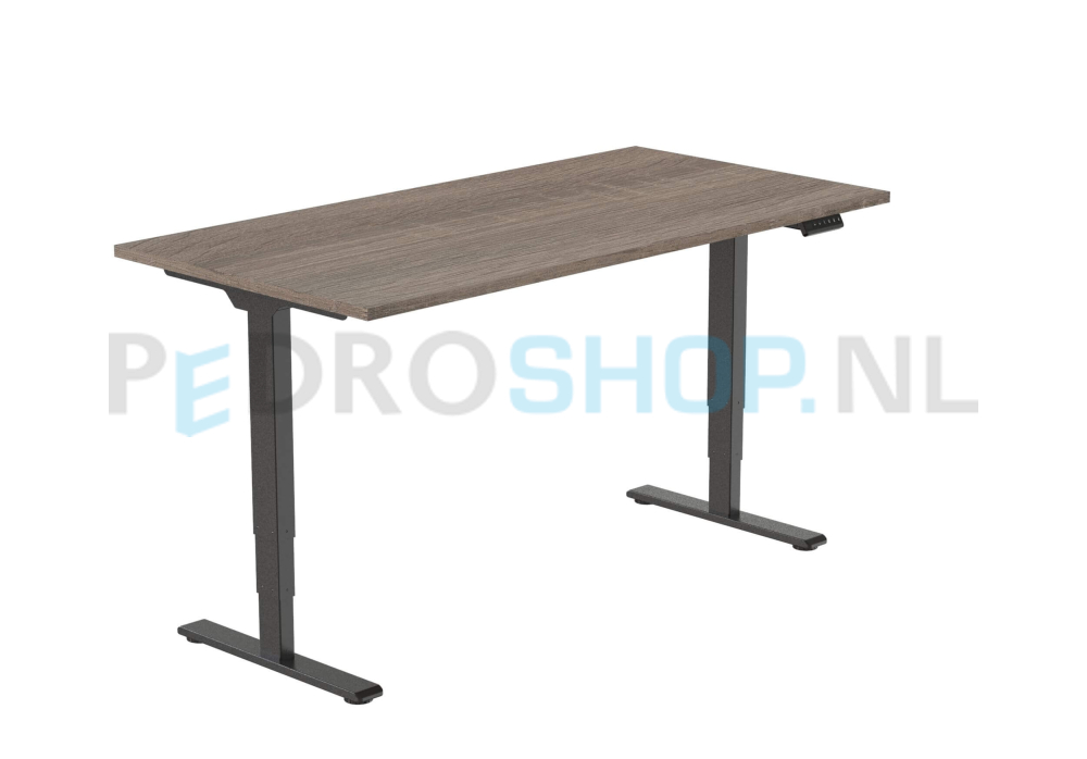 Bureau DSQ EURO ECO125 140*80, elektrische zwarte poot met robson eiken blad
