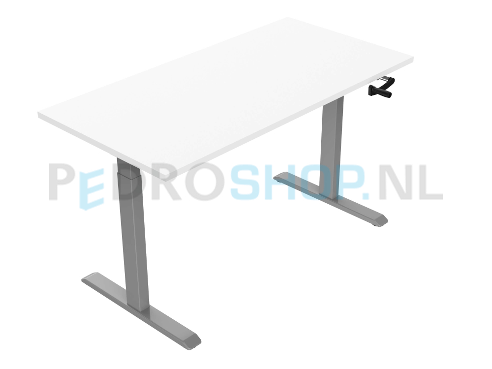 Slingerbureau DSQ EURO 140*80, aluminium grijze poot met wit blad