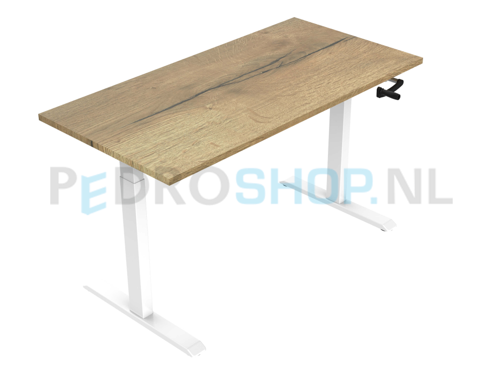 Slingerbureau DSQ EURO 120*80, witte poot met halifax natuur eiken blad