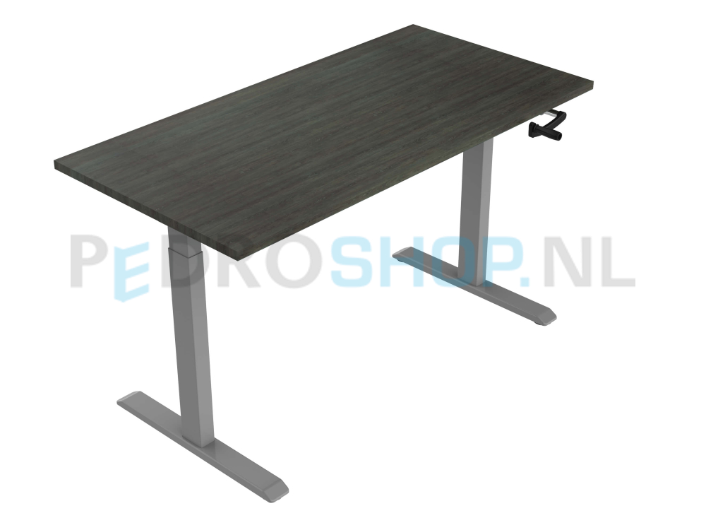 Slingerbureau DSQ EURO 120*80, aluminium grijze poot met logan eiken blad