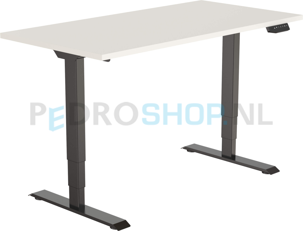 Elektrisch DSQ bureau EURO 140*80, zwarte poot met wit blad