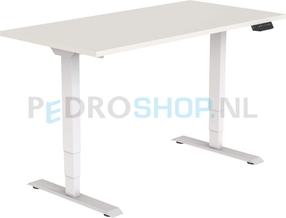 Elektrisch DSQ bureau EURO 120*80, witte poot met wit blad