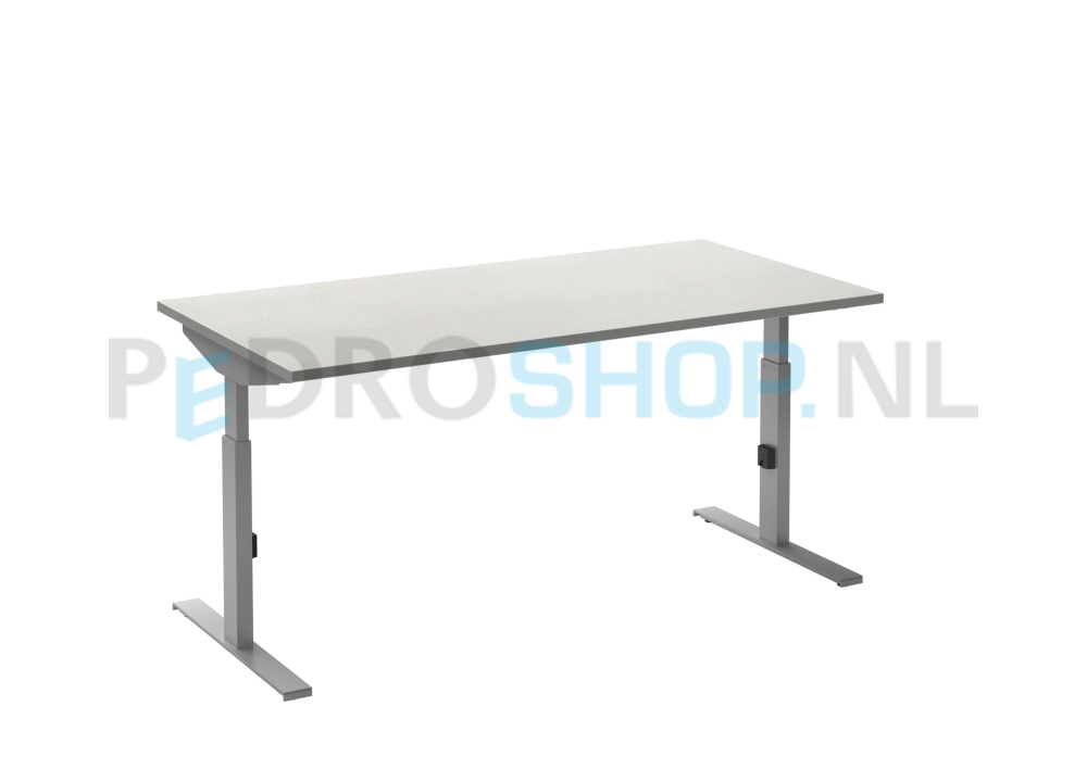 Bureau DSQ 160*80, aluminium T-poot met wit blad