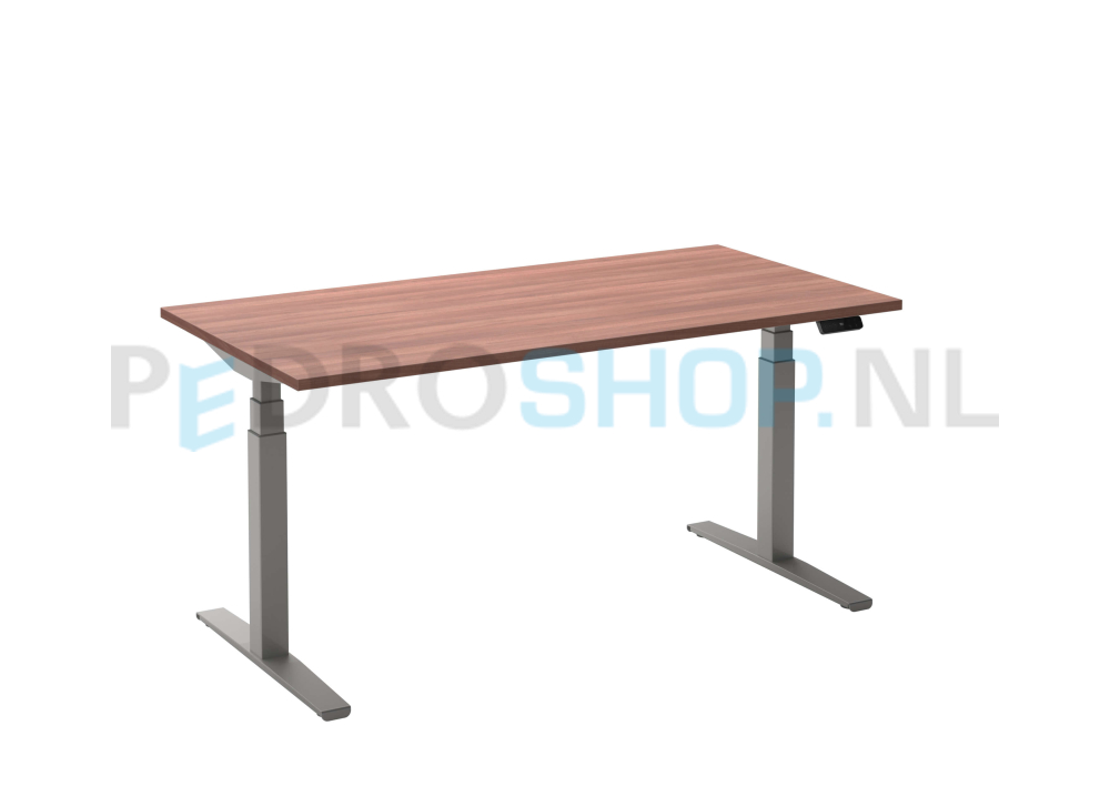 Bureau DSQ 180*80, elektrische aluminium poot met havana blad