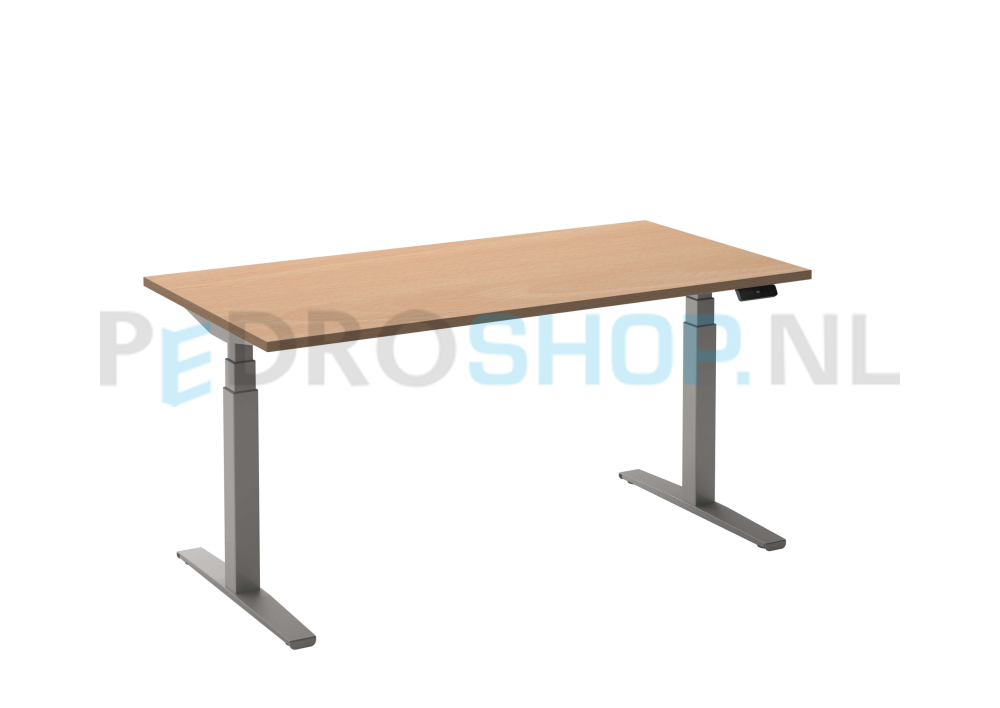 Bureau DSQ 180*80, elektrische aluminium poot met beuken blad