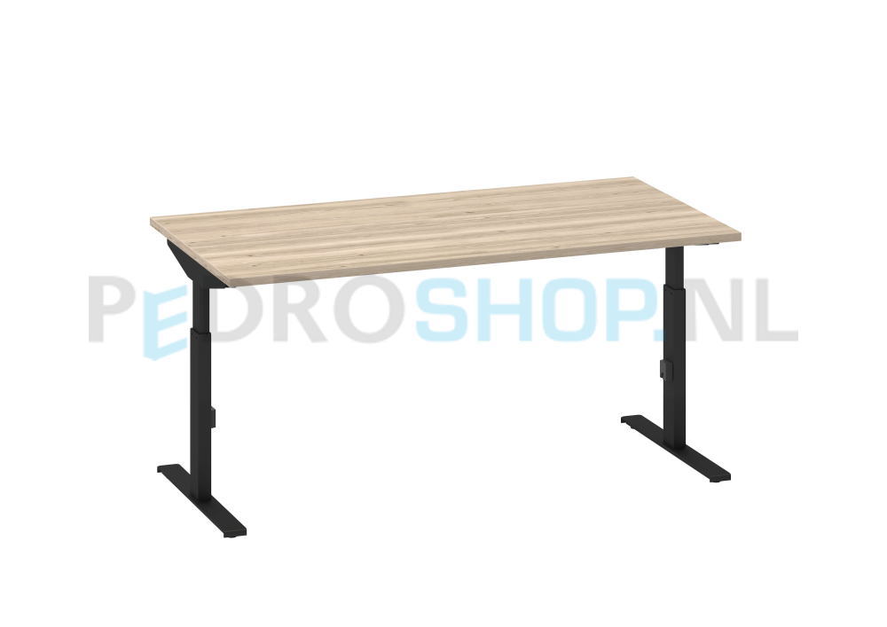 Bureau DSQ 200*80 zwarte T-poot met rustiek eiken wit blad