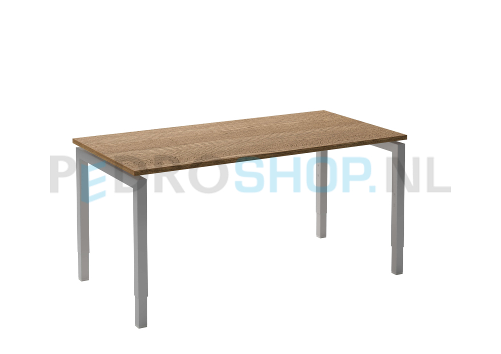 Bureau DSQ 180*80, aluminium N-poot met rustiek eiken tabak blad