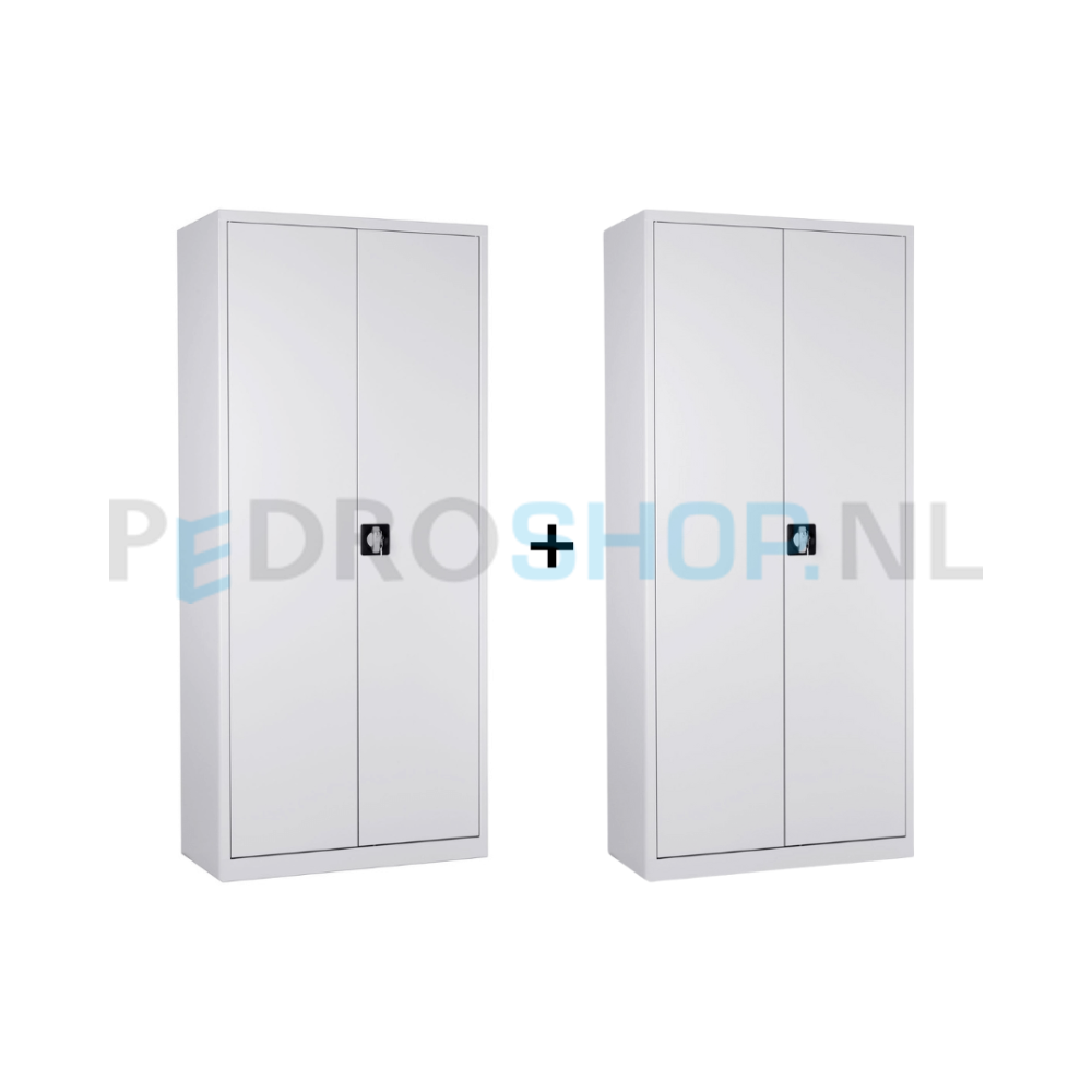 Set van 2 draaideurkasten PDC-180, 180*80*38, 4 legborden, lichtgrijs